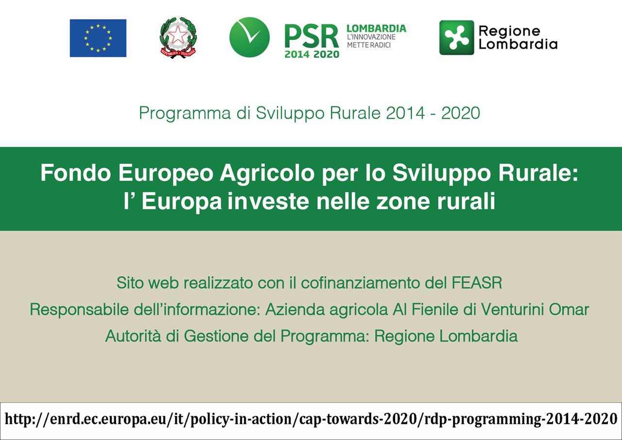 Targa PSR – Fondo Europeo Agricolo per lo Sviluppo Rurale – L'Europa investe nelle zone rurali – PSR Lombardia 2014-2022